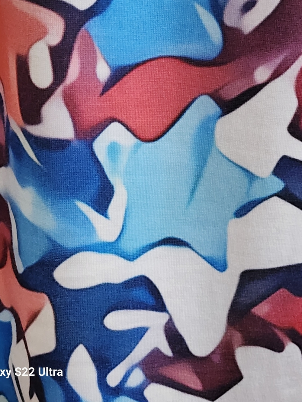 Patriotic white v-neck red white & blue star print soft fabric women’s top - Picture 8 of 11